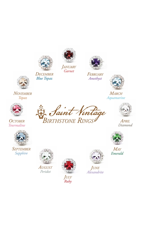 Saint Vintage Crystal Birthstone Ring